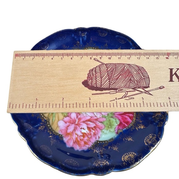 Set of 4 VINTAGE Floral Cobalt  Gold Accented Bavarian Porcelain Salad Plates - Picture 5 of 5